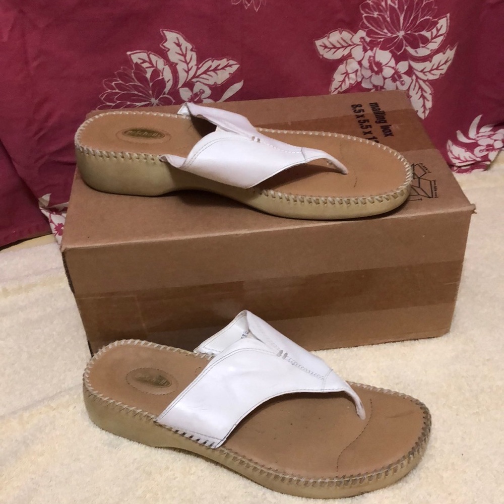 Dr Scholls Women’s Evelyn 2 FlipFlops Double Airpillo  White Leather